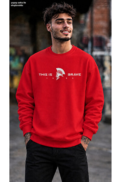 caddekombin Men's This Is Brave 1985 Written Warrior Helmet Printed Crew Neck...