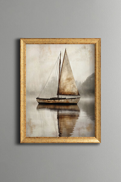 epiqart Sailboats in Foggy Waters - Vintage Patterned Painting - Fine Model