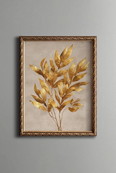 epiqart Golden Leafed Branches - Vintage Patterned Painting - Fine Model