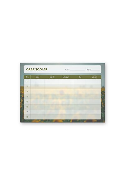 OEM Orar școlar Câmp cu floarea-soarelui, Luni-Vineri 8 ore, Carton 250g, A4 ...