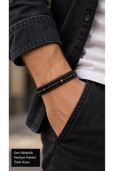 HER ŞEY NOTA www.herseynota.com Seldorin Embergrain Black Leather Men's Brace...