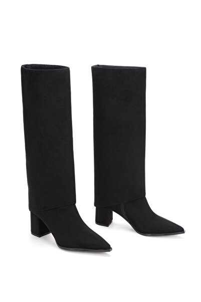 DARUGA Women's Pointed Toe Thick Heeled Below-The-Knee Boots Stylish Daily Model