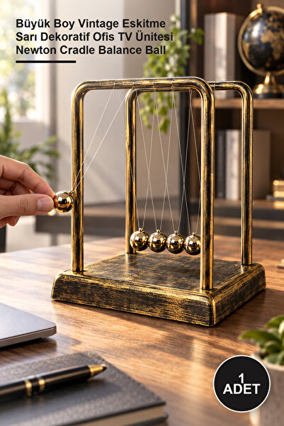 Yenilig 1 τεμάχιο Newton Balance – Μεγάλου μεγέθους Vintage Αντίκα Κίτρινη Δι...
