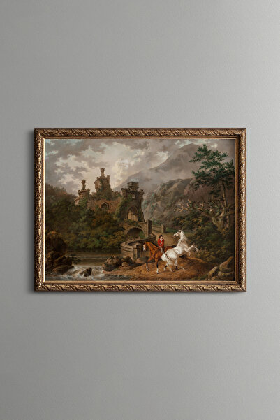 epiqart Horses and Rider on the Castle Bridge - Vintage Patterned Painting - ...