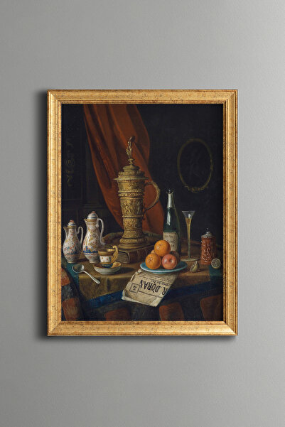 epiqart Still Life with Ornate Jug and Fruits - Vintage Patterned Painting - ...