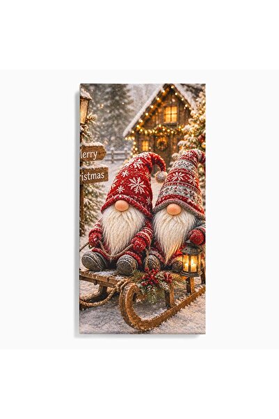 Luxcanva Tablou Canvas Gnomi De Craciun Pe Sanie 60x120 cm pe Sasiu Lemn Lumi...