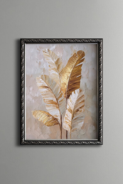 epiqart Golden Tropical Leaves - Vintage Patterned Painting - Fine Model