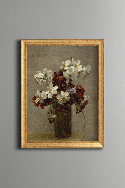 epiqart White Daffodils and Wildflowers - Vintage Patterned Painting - Fine M...