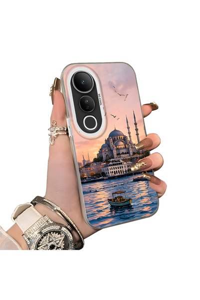 Hontinga حافظة هاتف متوافقة مع Vivo V50 Lite مصنوعة من السيليكون بحافة صلبة و...