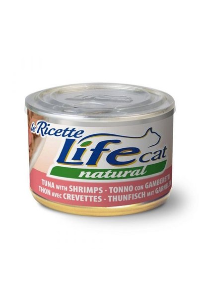 Life Cat طعام القطط بنكهة التونة والروبيان، 150 جرام - [عبوة تحتوي على 24 قطعة]