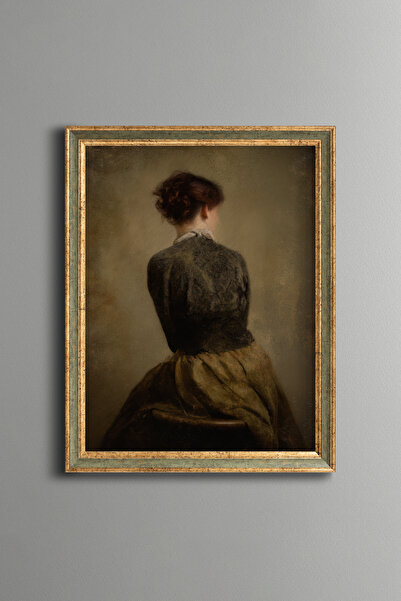 epiqart Woman Facing Backwards - Vintage Patterned Painting - Slim Model