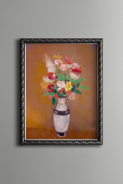 epiqart Colorful Flowers in a Decorated Vase - Vintage Patterned Painting - F...