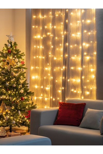 Strend Pro LUMINĂRI LED DE CrăCIUN TIP PERDEAU, ALB CALD, 8 FUNCȚII