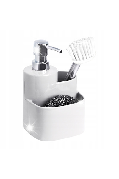 Bisk Dozator de bucătărie pentru lichide, set 3 piese, perie de sârmă albă