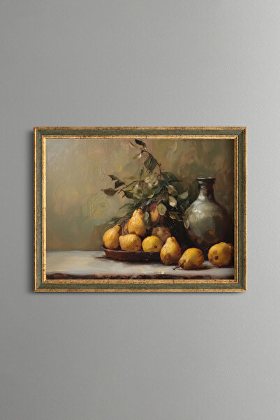 epiqart Yellow Pears Beside the Jug - Vintage Patterned Painting - Fine Model