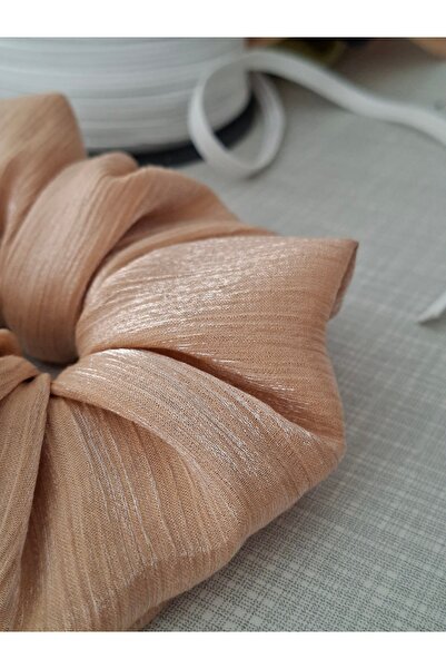 Mufincollection Shiny Textured Medium Size Fabric Hair Scrunchie – Voluminous and Stylish Design