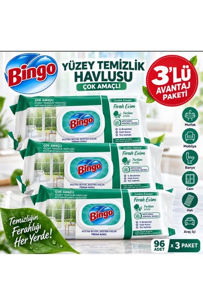 Bingo YUZEY TEMIZLEME HAVLUSU 96 LI FERAH EVIM *3 ADET