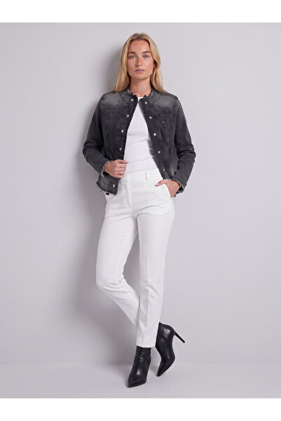 Bold & Young Women's Anthracite Color Gradient Stretch Denim Snap Fastener Sl...