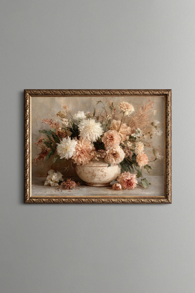 epiqart Pastel Flowers in a Vase - Vintage Patterned Painting - Fine Model