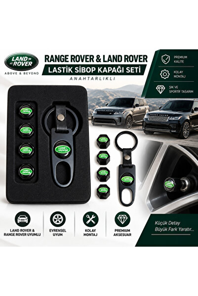 Land Rover Range Rover Uyumlu Logolu Sibop Kapağı 4'lü Set Anahtarlıklı Siyah