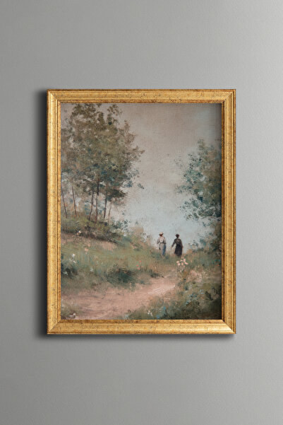 epiqart Two Women on a Country Road - Vintage Patterned Painting - Fine Model