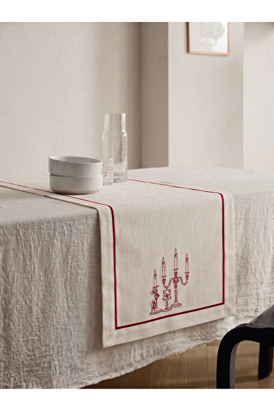 BELENAY Red Romence Mum Nakışlı Runner 45 X 145 CM