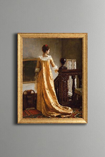 epiqart Woman in Yellow Dress - Vintage Patterned Painting - Slim Model