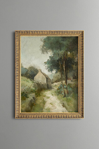 epiqart Village House on the Country Road - Vintage Patterned Painting - Fine...