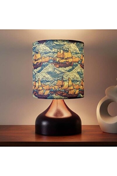Handmade Βίντατζ Επιτραπέζιο Φωτιστικό με Θέμα Πλοία και Εκλεκτική Διακόσμηση