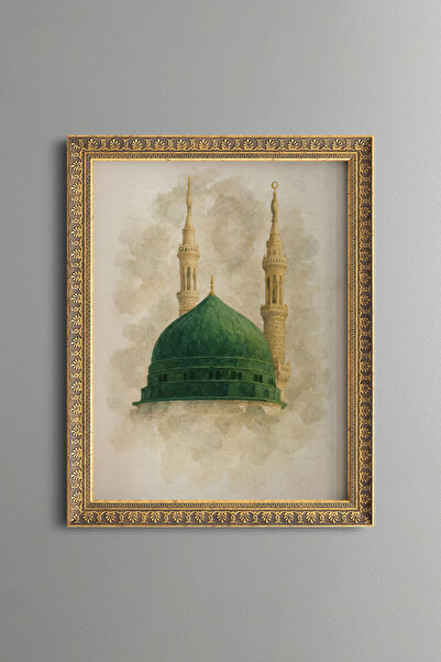 epiqart Green Dome of the Prophet's Mosque - Vintage Patterned Painting - Fin...
