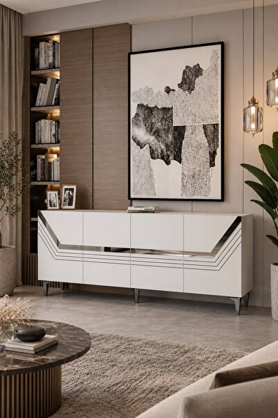 Dekortis Home Dekor 180DHDK9BG HELEN PLEKSİ LAZER DESEN KONSOL TV SEHPASI BEY...