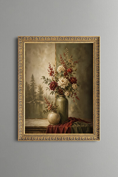 epiqart Peony Flowers in a Vase - Vintage Patterned Painting - Fine Model