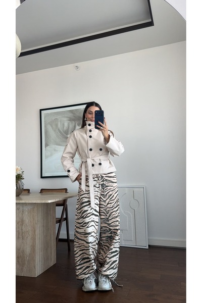 sinem kıvanç GABARDİN ZEBRA DESENLİ PANTOLON
