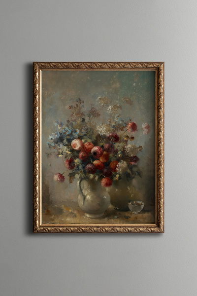 epiqart Colorful Wild Flowers in a Vase - Vintage Patterned Painting - Fine M...