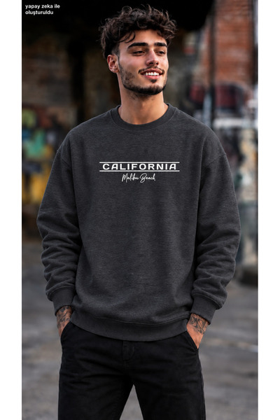 caddekombin Men's California Malibu Beach Written Minimal Striped Graphic Pri...