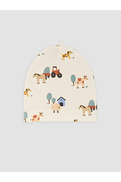 LC Waikiki Two Mt Shop Quality Lcw Baby Beige Printed Baby Boy Beanie