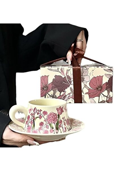 GENERAL Micacoz Ceramic Coffee Cup Set (Plate Included), 250Ml/8Oz, Cute Coff...