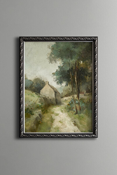 epiqart Village House on the Country Road - Vintage Patterned Painting - Fine...