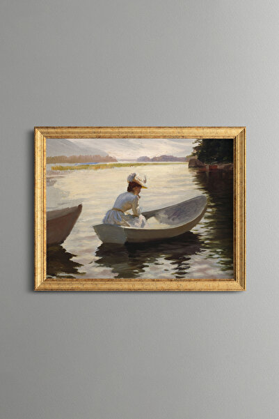 epiqart Young Woman in the Lagoon - Vintage Patterned Painting - Slim Model