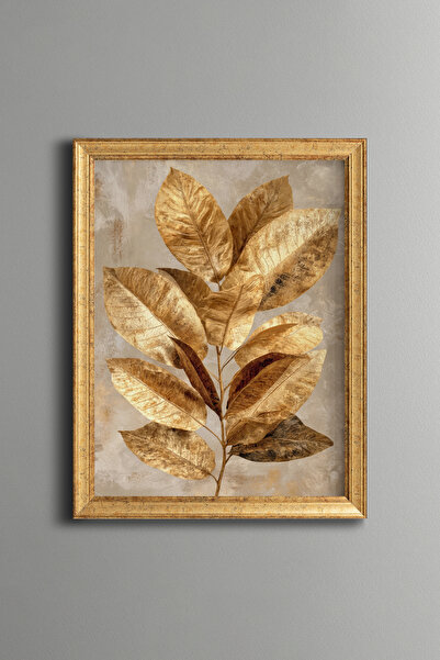 epiqart Gold Colored Leaves - Vintage Patterned Painting - Fine Model
