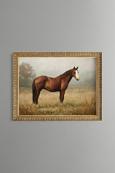 epiqart Brown Horse - Vintage Patterned Painting - Fine Model