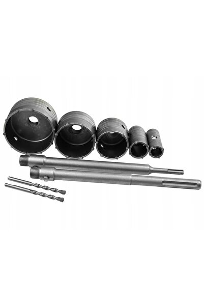 GEKO SET Burghie Coroană pentru Zidărie 9EL 30-100MM Adaptoare SDS Plus Max G...