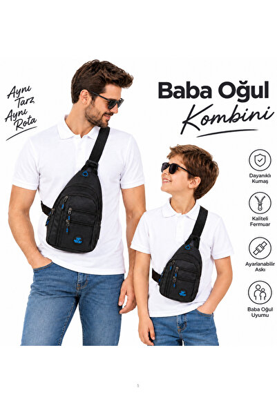 Newish Polo Baba Oğul Kombin çanta Su Geçirmez Çapraz Askılı Çanta Bel Omuz V...