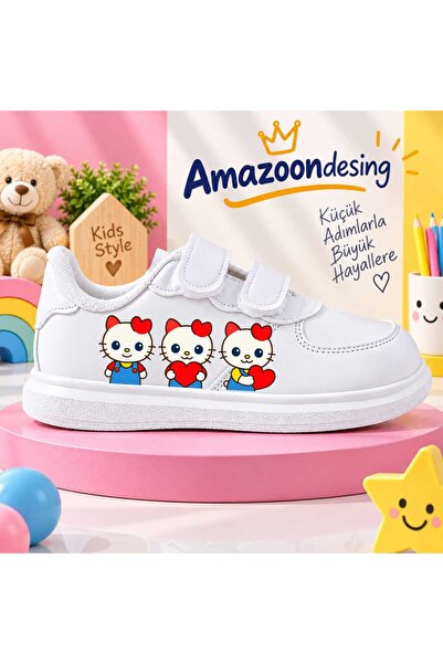 amazoondesing حذاء رياضي للأطفال مزين بثلاثة شخصيات متحركة مطبوعة على شكل قطط...