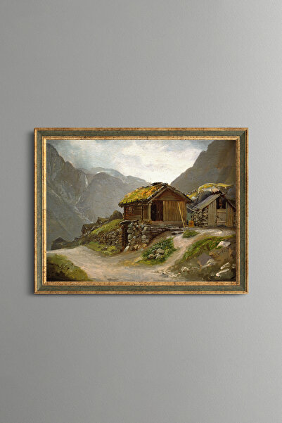 epiqart Mountain Houses Landscape - Vintage Patterned Painting - Fine Model