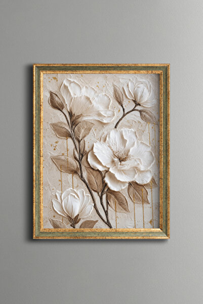 epiqart White Magnolias - Vintage Patterned Painting - Fine Model