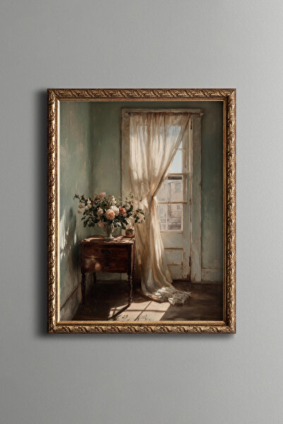 epiqart Roses in Front of the Door - Vintage Patterned Painting - Fine Model