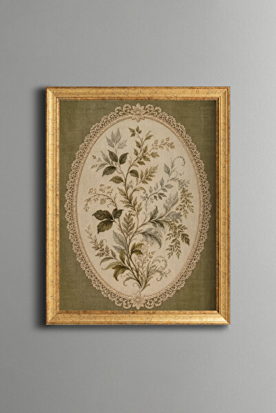 epiqart Botanical Branches in Oval Frame - Vintage Patterned Painting - Fine ...