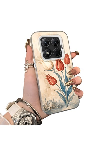 Hontinga Poco X7 Compatible Silicone Edge Hard Back Case Tulip Pattern Lover ...