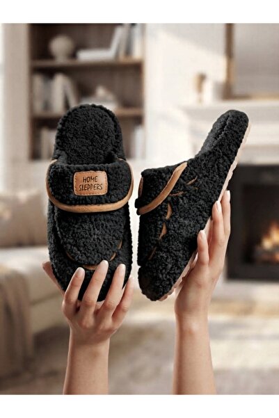 SWORD Women's House Slippers |   Wool Plush Slippers |   Patterned Half-Close...